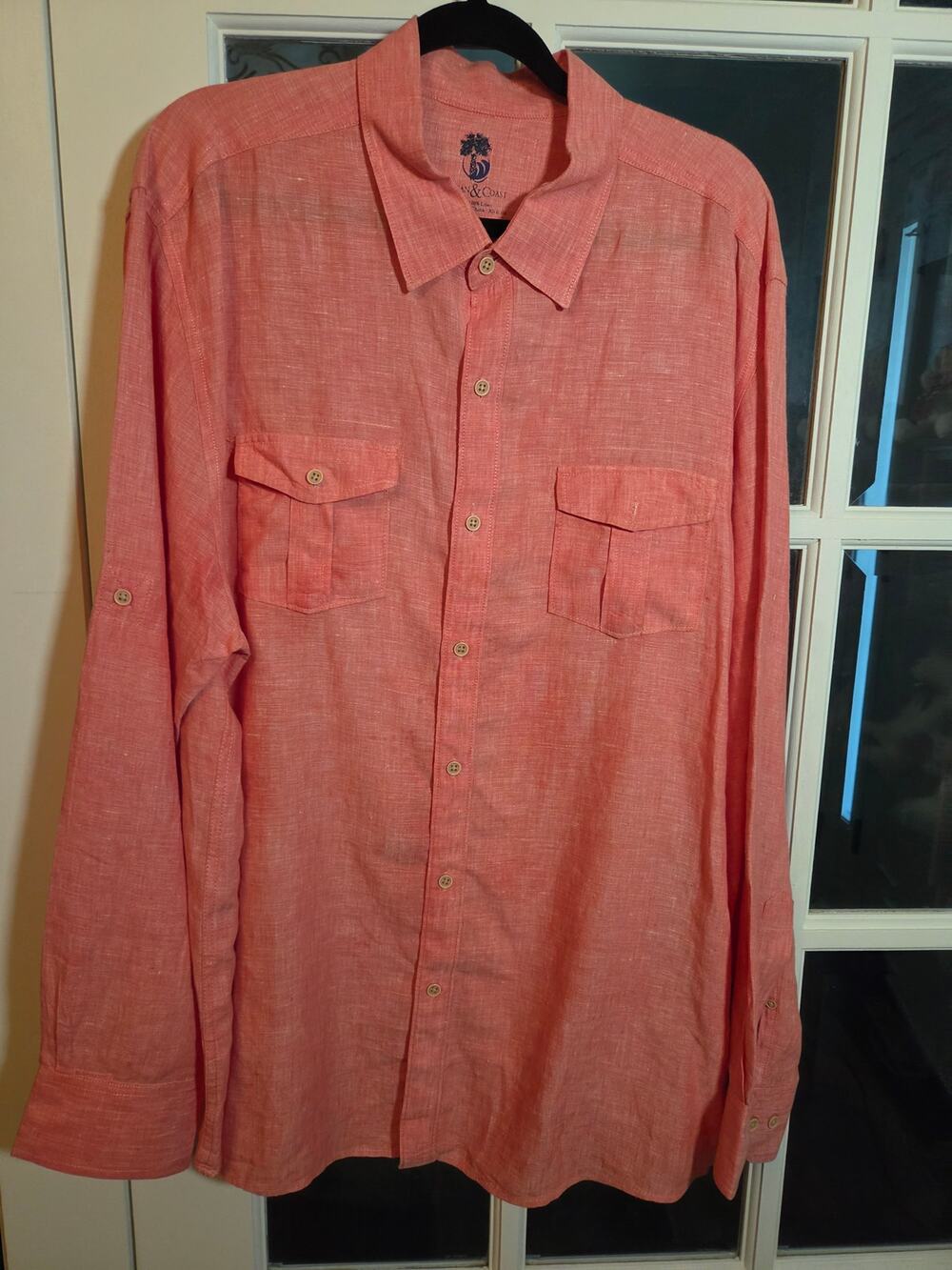 Ocean & Coast Men's XL Pink Linen Button Up Shirt